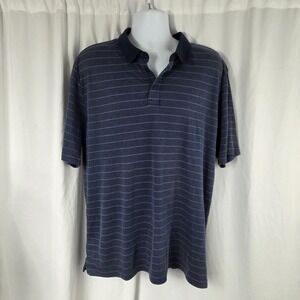 Glacier Polo Shirt Mens 2XL Blue Striped Tagless Knit Short Sleeve Casual